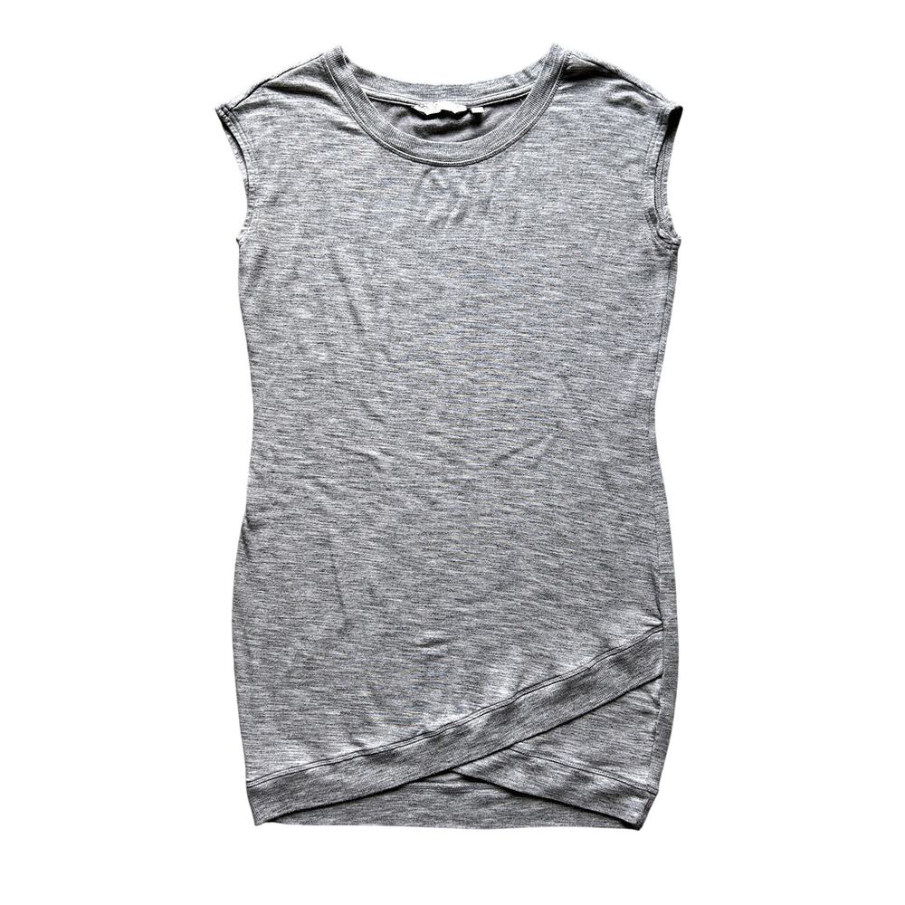 Athleta Gray Crewneck Short Sleeve Butterfly Hem Fitted Sport Dress Size Small